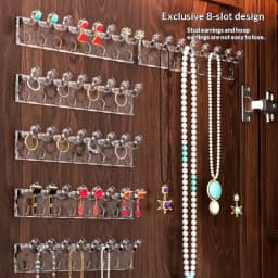 3Pcs Wall Mounted Jewelry Organizer for Bedroom Acrylic Flower Design Earring Necklace Holder