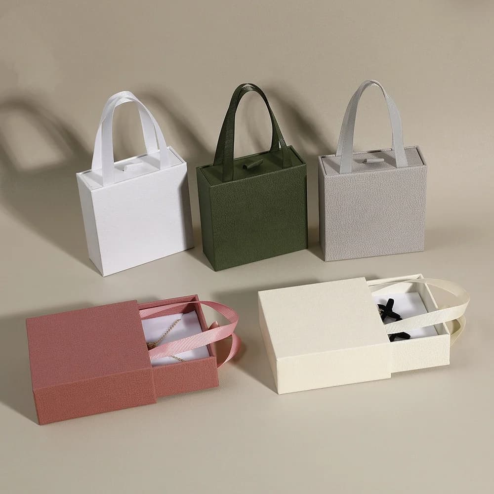 Jewelry Drawer Box with Handle Wedding or Travel Portable Ring Earrings Necklace Gifts Packageing Organizer Case
