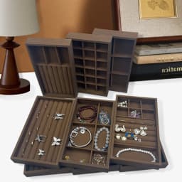 1 Pc, Walnut Wood Pattern Jewelry Box, Jewelry Tray, Suitable for Storing Necklaces, Rings, Earrings, and Ear Studs