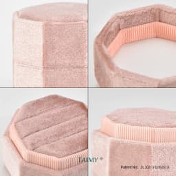 TAIMY Mini Velvet Octagon Custom Logo Jewelry Box Muti Color Three Slots Double Ring Box Wedding Marry Gifts Ring Case