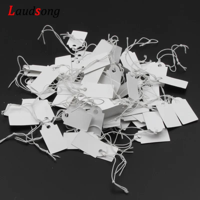 100Pcs White Kraft String Blanks Price Tag Wedding Favour Price Label Paper Pricing Tags With Rope 26x13mm