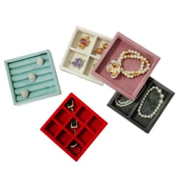 Soft Velvet Jewelry Storage Tray Earring Brooch Cufflinks Organizer Case Ring Pendant Small Item Holder 11*11cm