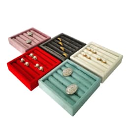 Soft Velvet Jewelry Storage Tray Earring Brooch Cufflinks Organizer Case Ring Pendant Small Item Holder 11*11cm