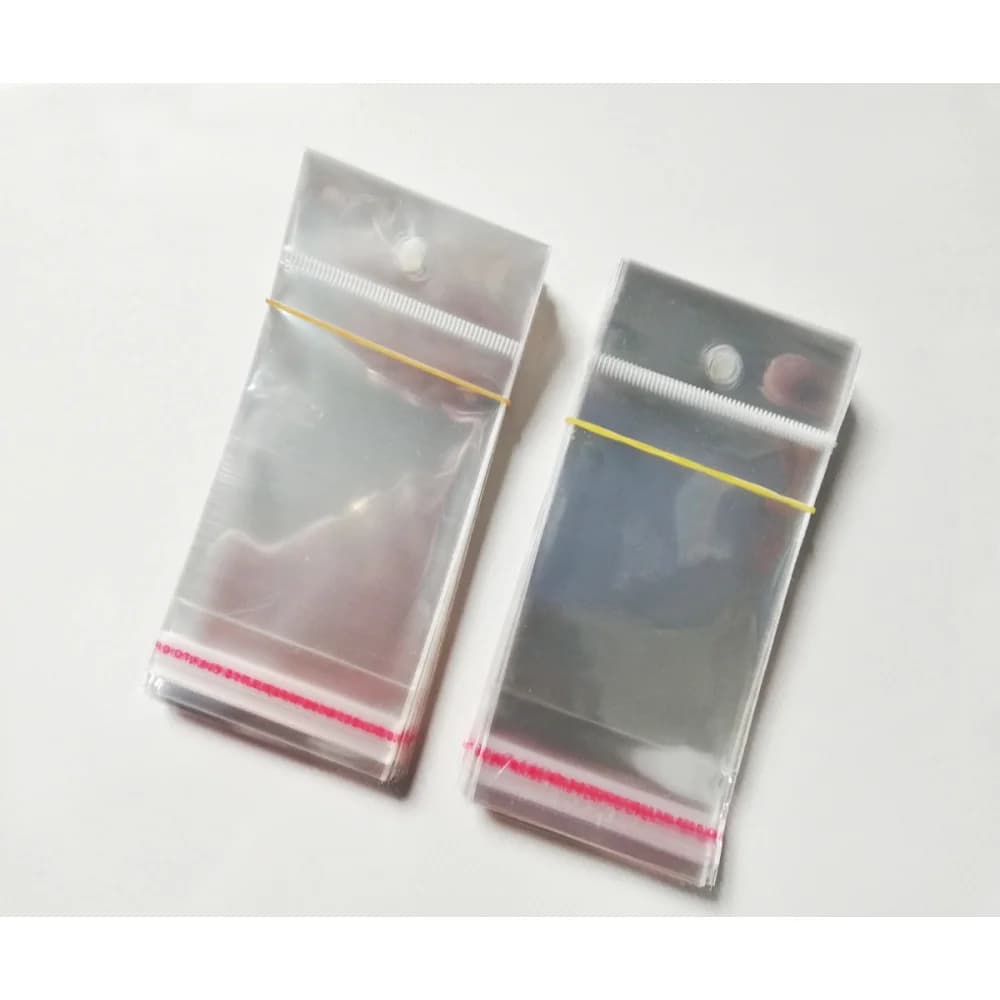 1000pcs/lot Clear Self Adhesive Seal Plastic Bags Transparent Resealable Cellophane Poly Packing Bags OPP Bag With Hanging Hole