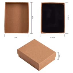 12pcs Kraft Cotton Filled Cardboard Jewelry Box with Sponge Insert, 9x7x3cm Rectangle Display Box for Ring Necklace Earring Set