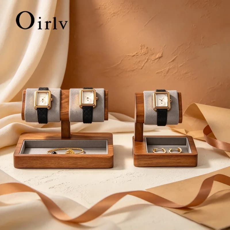 Oirlv Wooden Watch Stand Bracelet Display Rack Jewelry Storage Electronic Watch Holder Jewelry Retail Stores Watch Holder Gift