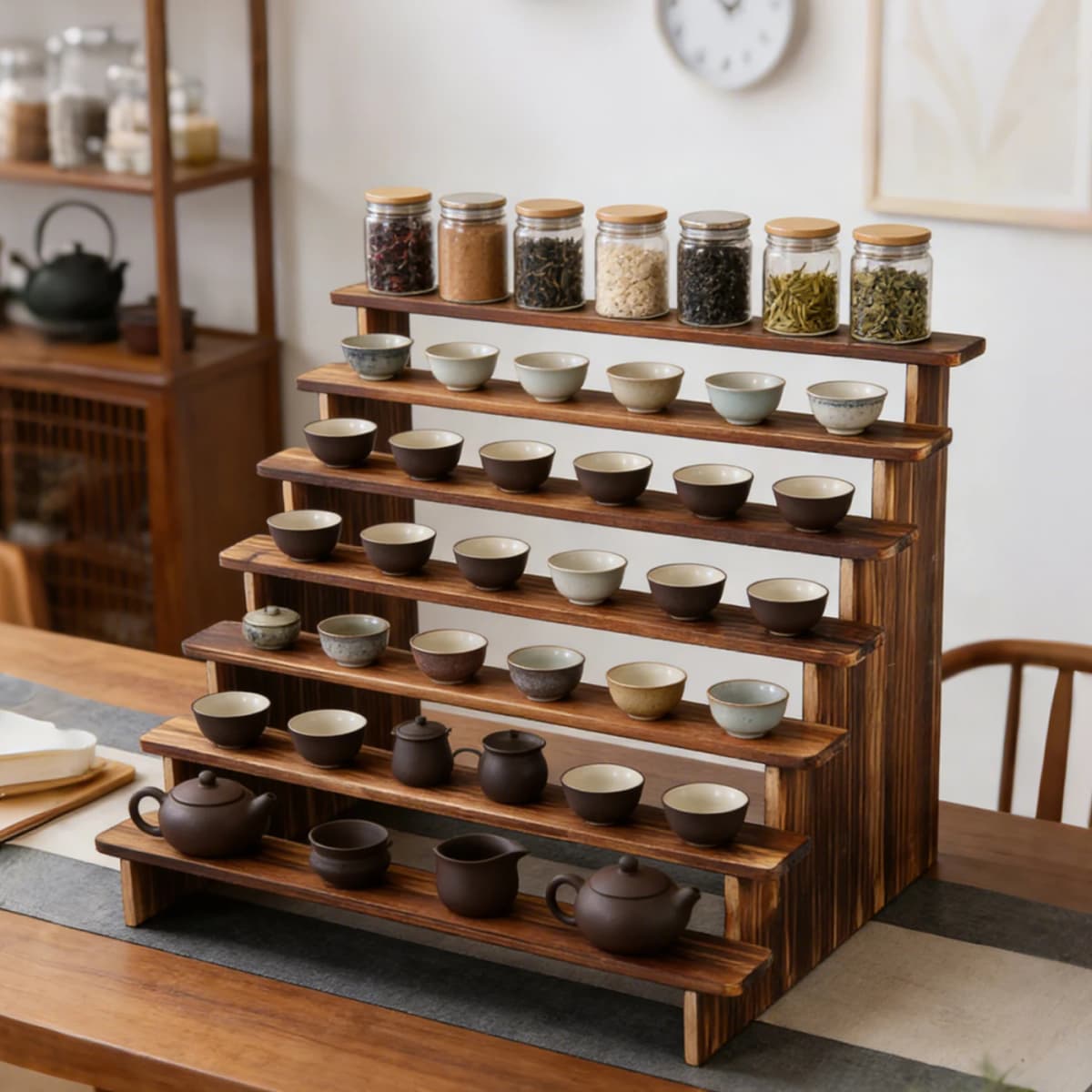 Pure Wood Display Stand Storage Rack Desktop Figurine Bubble Mat Doll Meat Green Plant Multi-layer Staircase Rack