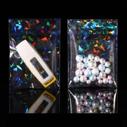 50pcs/lot Transparent Laser Fragment Self-adhesive Bag Plastic Pouch for Jewelry Retail Display Packaging Flash Holographic Bag