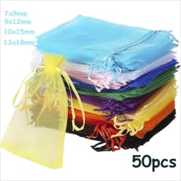 Wholesale 50pcs/lot Adjustable Organza Bag 5x7cm 7x9cm 9x12cm 10x15cm Drawstring Jewelry Packaging Candy Wedding Gifts Pouches