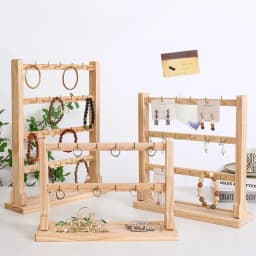 Wooden Jewelry Display Stand Necklace Bracelet Key Holder Hook Storage Rack Earring Pin Brooch Holder Stand Organizer