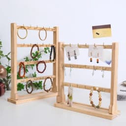 Wooden Jewelry Display Stand Necklace Bracelet Key Holder Hook Storage Rack Earring Pin Brooch Holder Stand Organizer