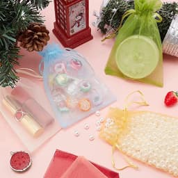 50pcs/lot 7x9cm 9x12cm Drawstring Organza Bags Jewelry Packaging Bags Candy Wedding Birthday Bags Gifts Pouches Sweets Pouches