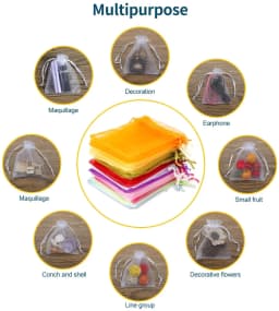50pcs/lot 7x9cm 9x12cm Drawstring Organza Bags Jewelry Packaging Bags Candy Wedding Birthday Bags Gifts Pouches Sweets Pouches