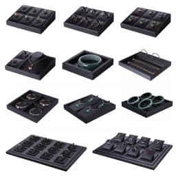 Superior Black PU Leather Ring Jewelry Display Tray Insert Charm Pendant Earring Accessories Bracelet Storage Stand Holder Shelf