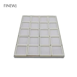Grids Jewelry Gem Travel Display Leather Carrying Bag Show Case Loose Diamond Gemstone Bead Collection Storage Box Glass Top Lid