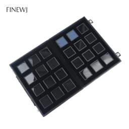 Grids Jewelry Gem Travel Display Leather Carrying Bag Show Case Loose Diamond Gemstone Bead Collection Storage Box Glass Top Lid