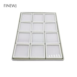 Grids Jewelry Gem Travel Display Leather Carrying Bag Show Case Loose Diamond Gemstone Bead Collection Storage Box Glass Top Lid