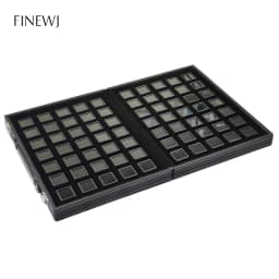 Grids Jewelry Gem Travel Display Leather Carrying Bag Show Case Loose Diamond Gemstone Bead Collection Storage Box Glass Top Lid