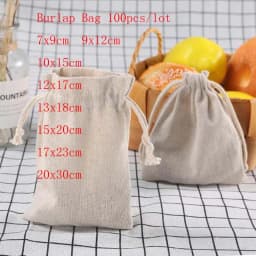 100Pcs/lot Burlap Bag 9x12 13x18 15x20 cm Drawstring Jewelry Pouch Jute Gift Bags Jewelry Packaging Wedding Bags