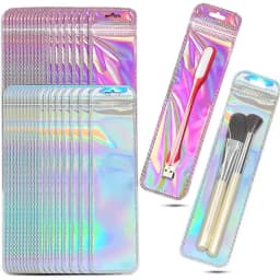 50pcs Long Iridescent Ziplock Bag Transparent Laser Plastic Seal Bags for DIY Jewelry Display Handicrafts Nail Eyelash Packaging