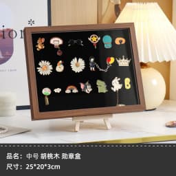 Metal Badge Display Stand Felting Barrette Pin Award Medal Chest Pin Dustproof Storage Box Vintage Style Natural Texture