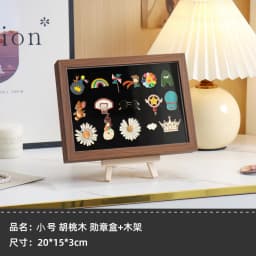 Metal Badge Display Stand Felting Barrette Pin Award Medal Chest Pin Dustproof Storage Box Vintage Style Natural Texture
