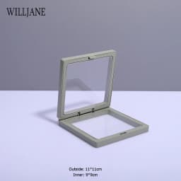 Transparent PE Film Jewelry Storage Box Color 3D Floating Display Frame Coin Dustproof Exhibition Ring Earrings Organizer Case