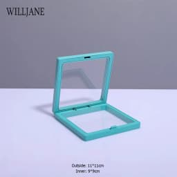 Transparent PE Film Jewelry Storage Box Color 3D Floating Display Frame Coin Dustproof Exhibition Ring Earrings Organizer Case