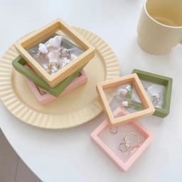 Transparent PE Film Jewelry Storage Box Color 3D Floating Display Frame Coin Dustproof Exhibition Ring Earrings Organizer Case