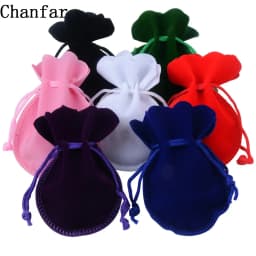 Chanfar 25pcs 7x9cm Velvet Bag White Red Black Pink Drawstring Pouch Calabash Shape Gift Packing Bags For Wedding Pouches