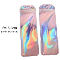 50pcs/lot Pink Laser Ziplock Bags Reusable Plastic Transparent Bags for Jewelry Packaging Cosmetic Retail Display Bags