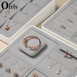 Oirlv Gray Jewelry Display Set Shop Cabinet Display Props Necklace Display Bust Jewelry Store Ring Earrings Bangle Tray