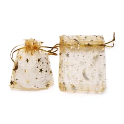 50pcs/Lot 7x9 9x12 10x15 13x18cm Printing Star Moon Christmas Organza Sack Drawstring Charm Packaging Bags Daily Jewelry Making