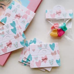 50pcs/lot 6.4x4cm Foldable Packaging Paper Cards Heart Pattern Cards for Handmade Jewelry Retail Hang Tag Pink Bow Display Label