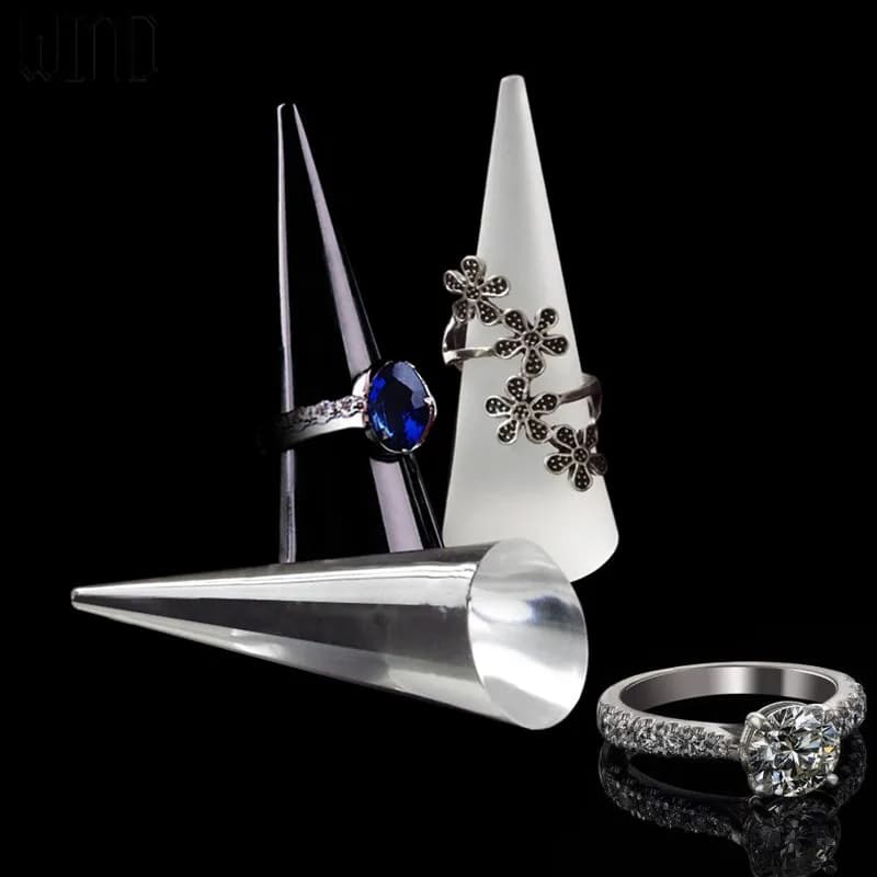 Acrylic Solid Finger Ring Holder Stand Conical Bague Display Rack Dressing DesktopDecor Ring Jewelry Support Organizer