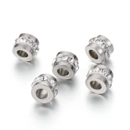 10pcs Gold Color Stainless Steel Rhinestone Beads 5x7mm Spacer Loose Bead Charm for DIY Jewelry Making Bracelet Necklace Finding