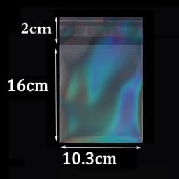 50pcs Holographic Laser Self Adhesive Bag Aurora Color Transparent Packaging for Handmade Jewelry Badge Gift Package Storage Bag