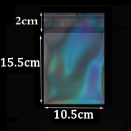50pcs Holographic Laser Self Adhesive Bag Aurora Color Transparent Packaging for Handmade Jewelry Badge Gift Package Storage Bag