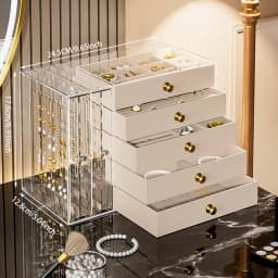 Transparent Drawer Style Velvet Jewelry Storage Box Earring Necklace Multi-layer Jewelry Storage Case Fashionable Accessory O...