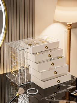 Transparent Drawer Style Velvet Jewelry Storage Box Earring Necklace Multi-layer Jewelry Storage Case Fashionable Accessory O...