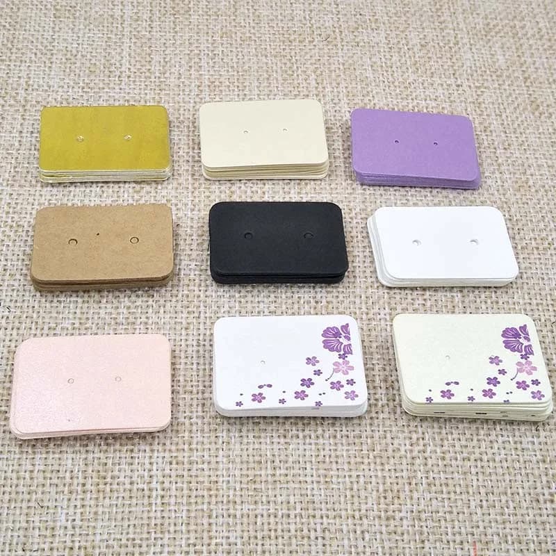 100PCS 3.5*2.5cm Multi Color Paper Cute Stud Earring HangTag Card Jewelry Display Packing Card