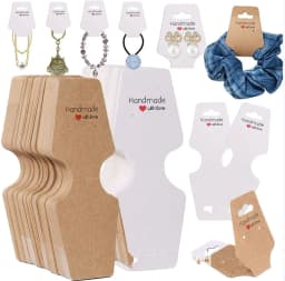 50 Pcs Jewelry Cards, Folded with Adhesive, Self-Adhesive Hanging Card, Jewelry Display Card