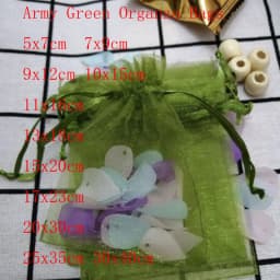 100pcs/Lot Army Green Organza Bags 7x9 9x12 10x15 13x18 15x20 cm Jewelry Drawstring Bags Christmas/Wedding/Gift Packing Bags