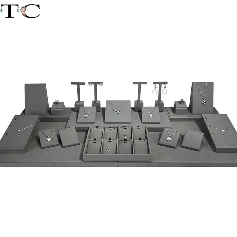 Gray Microfiber Jewelry Storage Display Rack Ring Earrings Display Rack Necklace Pendant Bracelet Storage Rack