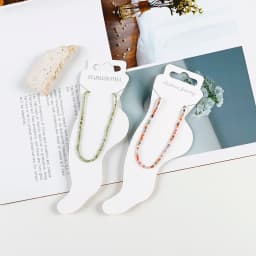 White Foot-shaped Paper Card For Anklet DIY Jewelry Making Stainless Steel Fashion Jewelry Packaging Display Holder Wholesale