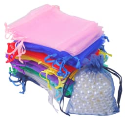 50 Pcs/Lot 7x9/9x12/10x15cm Colorful Jewelry Bags Organza Jewelry Packaging Bags Wedding Gift Storage Drawstring Bags
