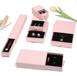 1pcs Pink Color Kraft Paper Drawer Jewelry Packaging Box Necklace Bracelet Gift Display Case Boxes Cardboard Jewelry Storage