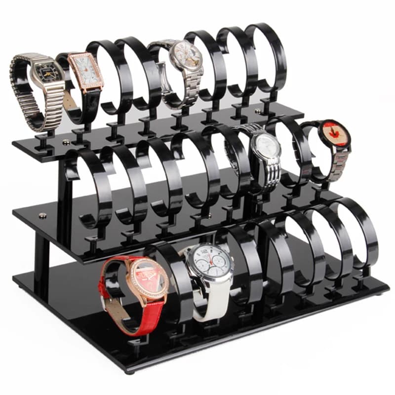 Customized Acrylic Watches Stand Watch Holder Case Bracelet Watch Organizer Jewellery Showing Shelf Rack Jewelry Packaging