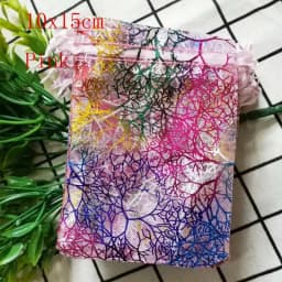 100pcs/Lot Coral Organza Drawstring Bags Jewelry Bags Gift Pouch Christmas Jewelry Display Packaging Bags 7x9 9x12 10x15 cm