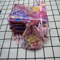100pcs/Lot Coral Organza Drawstring Bags Jewelry Bags Gift Pouch Christmas Jewelry Display Packaging Bags 7x9 9x12 10x15 cm